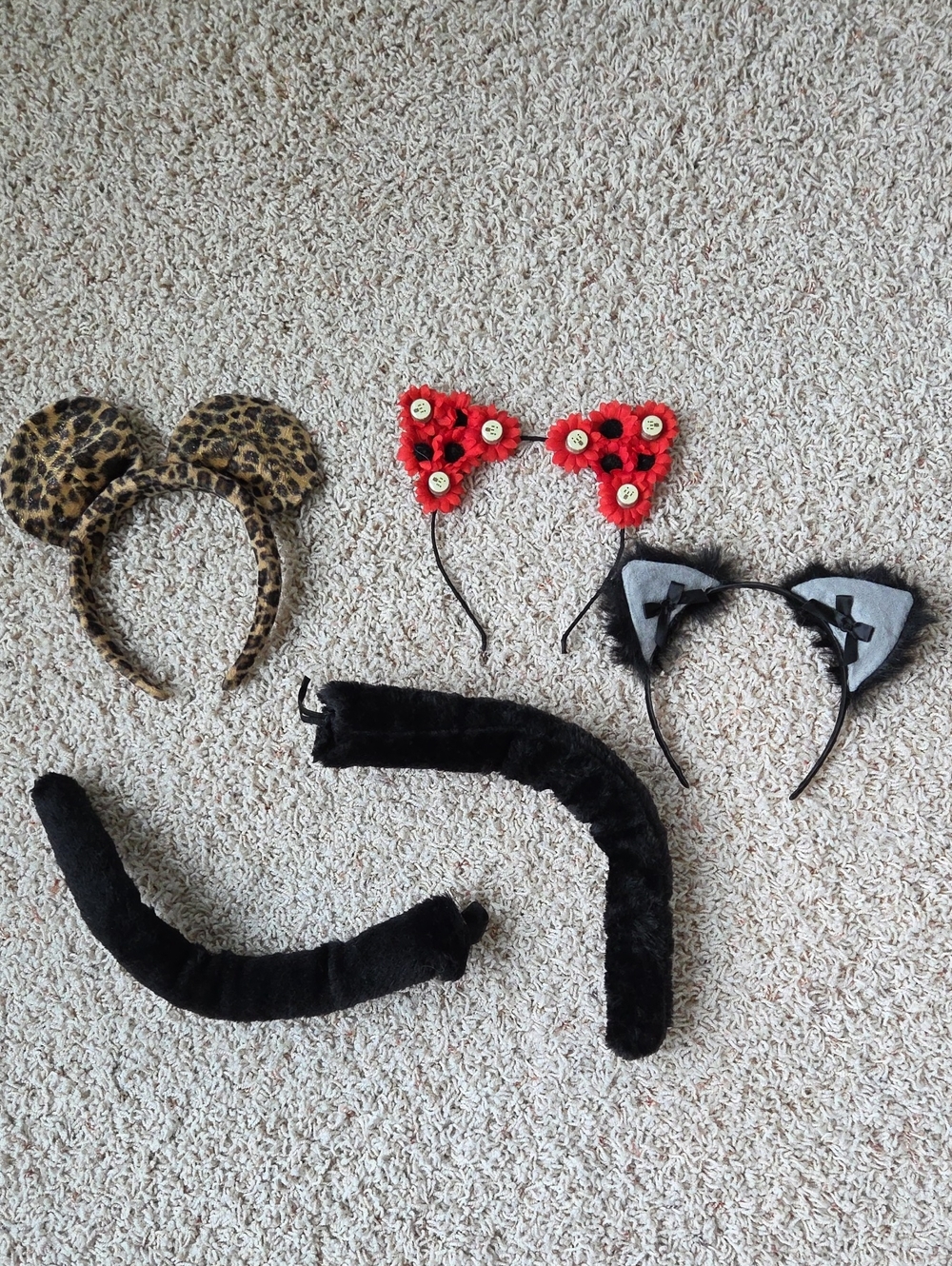Assorted Animal & Floral Headbands - Leopard, Red Flower, Black Cat